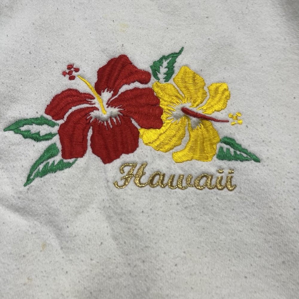 Vtg 90s Delta Hawaii Floral Embroidered Pullover Sweater White Mens Size XL - Picture 3 of 8